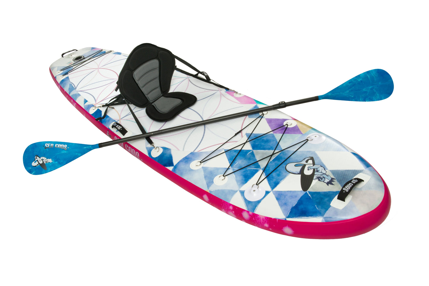 Kayak seat attachment and carbon fiber paddle for the Infinite Mantra 11 Sup board